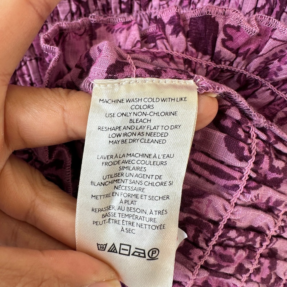 Free People Purple Floral Smocked Mini Dress Balloon Sleeve Size S OB1438613 NWT - Picture 5 of 13